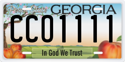 GA license plate CCO1111