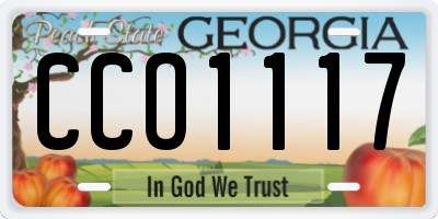 GA license plate CCO1117