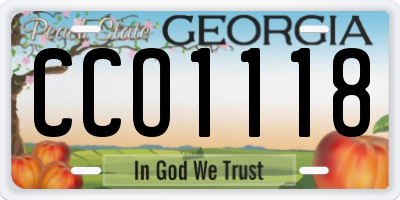 GA license plate CCO1118
