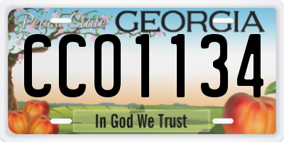 GA license plate CCO1134
