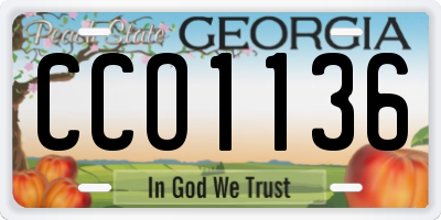 GA license plate CCO1136