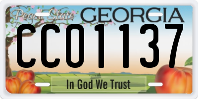 GA license plate CCO1137
