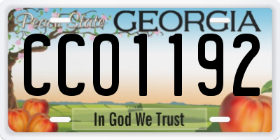 GA license plate CCO1192