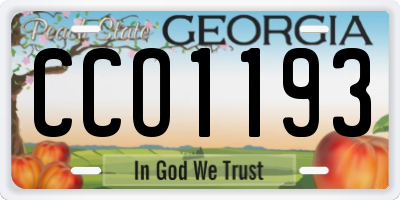 GA license plate CCO1193