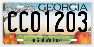 GA license plate CCO1203