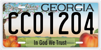 GA license plate CCO1204