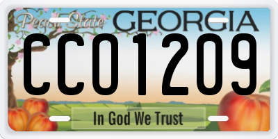 GA license plate CCO1209