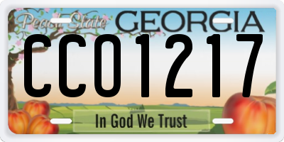 GA license plate CCO1217