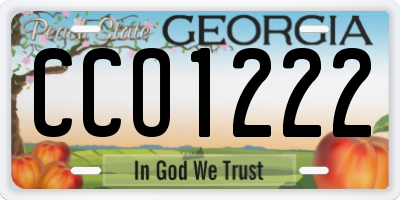 GA license plate CCO1222