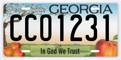GA license plate CCO1231