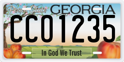 GA license plate CCO1235
