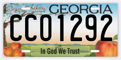 GA license plate CCO1292