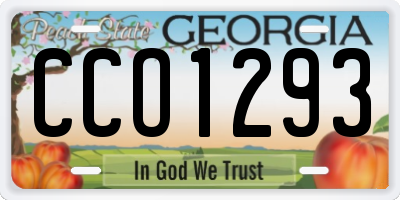 GA license plate CCO1293