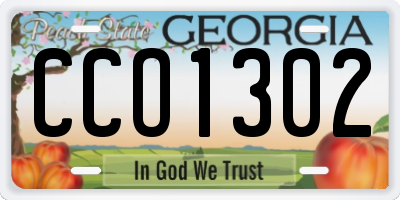 GA license plate CCO1302