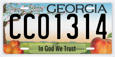 GA license plate CCO1314