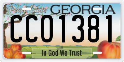GA license plate CCO1381