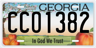 GA license plate CCO1382
