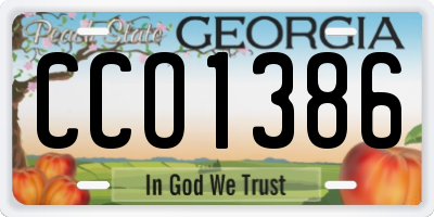 GA license plate CCO1386