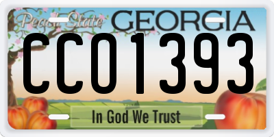 GA license plate CCO1393