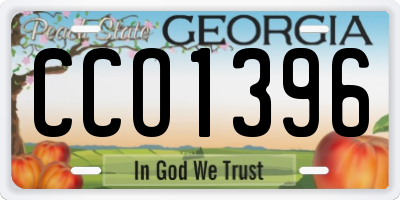 GA license plate CCO1396