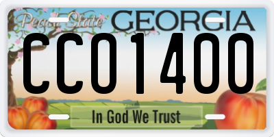 GA license plate CCO1400