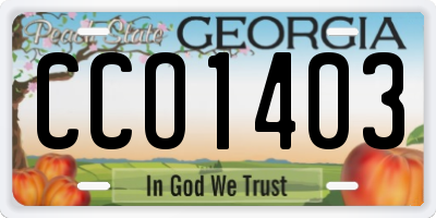 GA license plate CCO1403