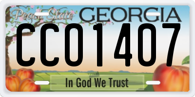 GA license plate CCO1407