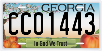 GA license plate CCO1443