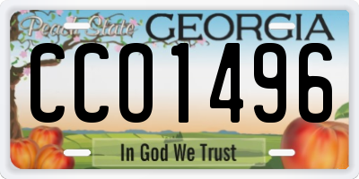 GA license plate CCO1496