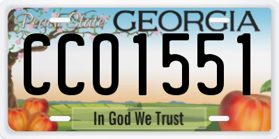 GA license plate CCO1551