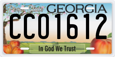 GA license plate CCO1612
