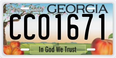 GA license plate CCO1671