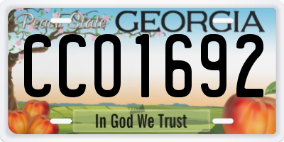 GA license plate CCO1692
