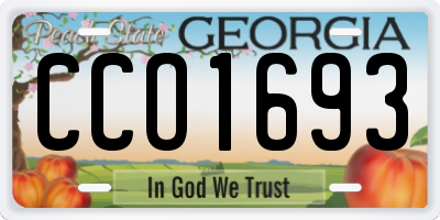 GA license plate CCO1693