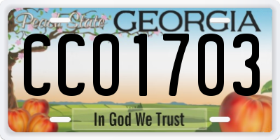 GA license plate CCO1703