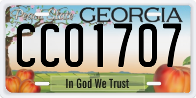 GA license plate CCO1707