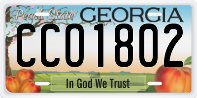 GA license plate CCO1802