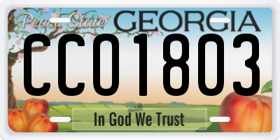 GA license plate CCO1803