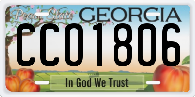 GA license plate CCO1806