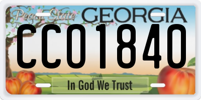 GA license plate CCO1840