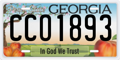GA license plate CCO1893