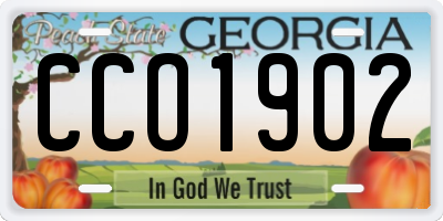 GA license plate CCO1902