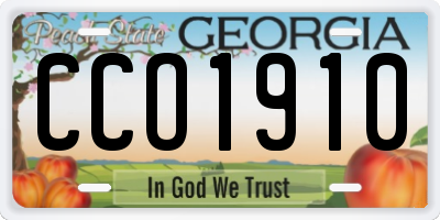 GA license plate CCO1910