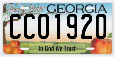 GA license plate CCO1920