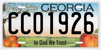 GA license plate CCO1926