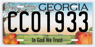 GA license plate CCO1933