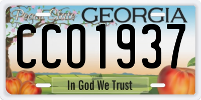 GA license plate CCO1937