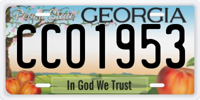 GA license plate CCO1953
