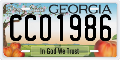GA license plate CCO1986
