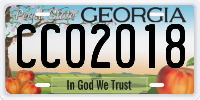 GA license plate CCO2018